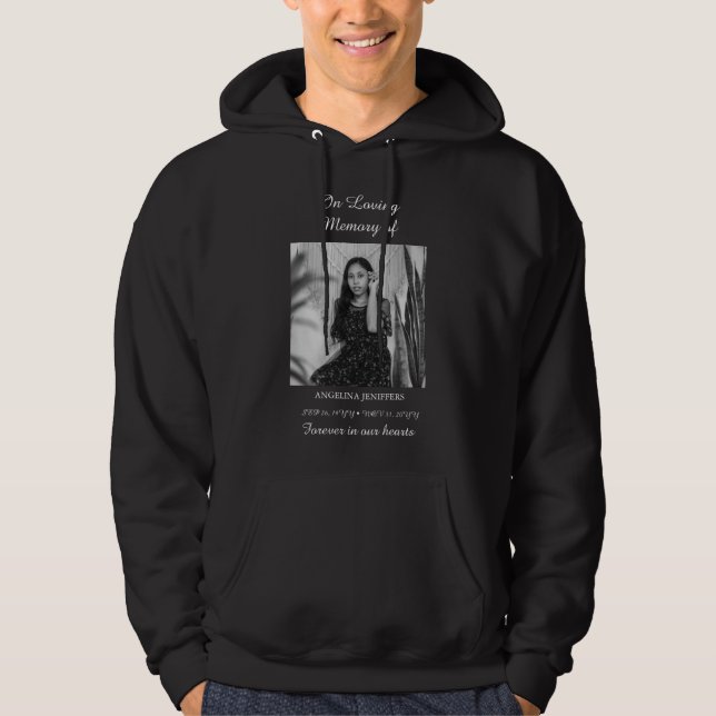Minimalt foto Firande i livets begravningsminne Hoodie (Framsida)