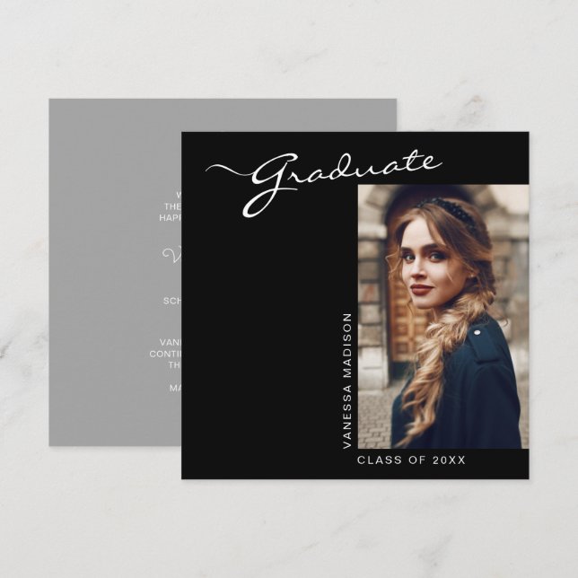 Minimalt foto för elegant Modern Script | STUDENTE Meddelande (Fram/baksida)