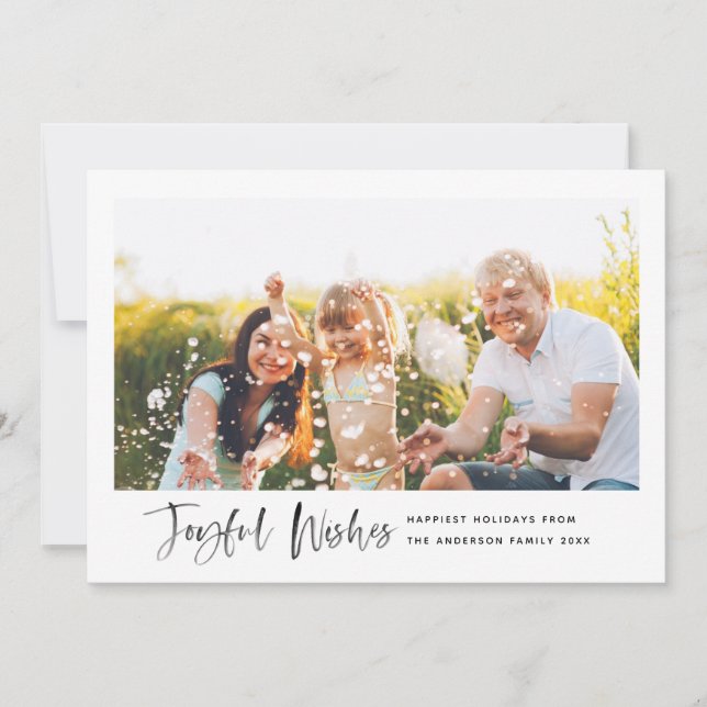 Minimalt foto för glatt Önskemål Modern skript Julkort (Framsida)