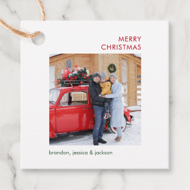 Minimalt foto för god jul gåvor etiketter (Framsida)