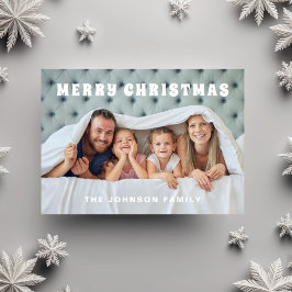 Minimalt foto för modern julfamilj julkort