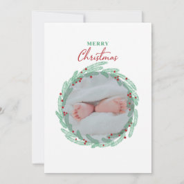 Minimalt foto-Helgdag för grönt andedräkt Julkort