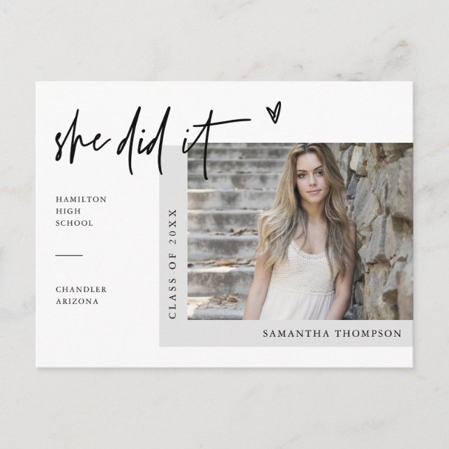 Minimalt foto hon gjorde det Studenten-meddelande Vykort (Framsida)