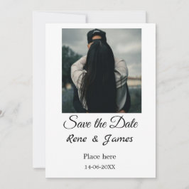 Minimalt foto vitt svart klassiskt elegant spara d inbjudningar