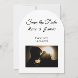 Minimalt foto vitt svart klassiskt elegant spara d inbjudningar