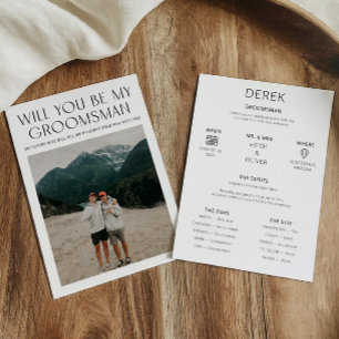 Minimalt fotokort Frieri begäran Groomsman Info Ca Inbjudningar