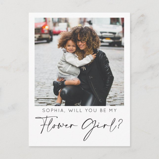 Minimalt Frieri-kort för Flower-flicka med foto Vykort (Framsida)