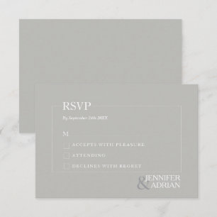 Minimalt Granite Grått Modern Bröllop OSA Card Inbjudningar