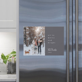 Minimalt Grått-fotomagnetiskt kort för julskiffer