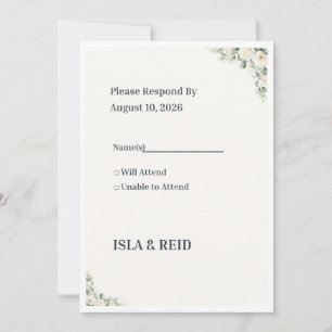 Minimalt Grönt Bröllops-Svarskort   Elegant Flora Inbjudningar