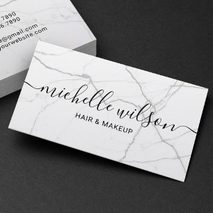 Minimalt handskrivet skript Modern marble Salon Visitkort