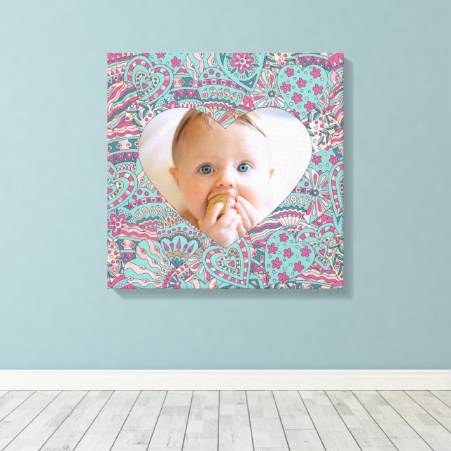 Minimalt hjärtfoto för elegant canvastryck (Insitu (trägolv))