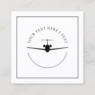 Minimalt Jet-Affärskort - Anpassningsbar Logotyp S Fyrkantigt Visitkort