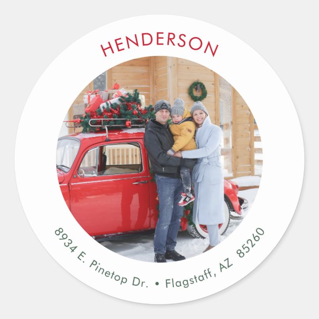 Minimalt julfoto runt klistermärke (Framsida)