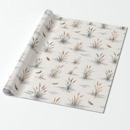 Minimalt kärrgräs vatten krusning fjäder mönster presentpapper