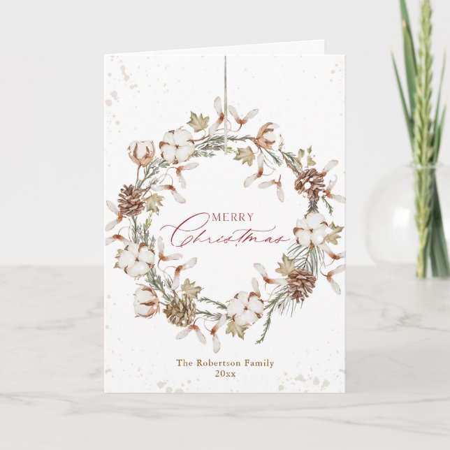 Minimalt kort för Helgdag av julkrans (Framsida)