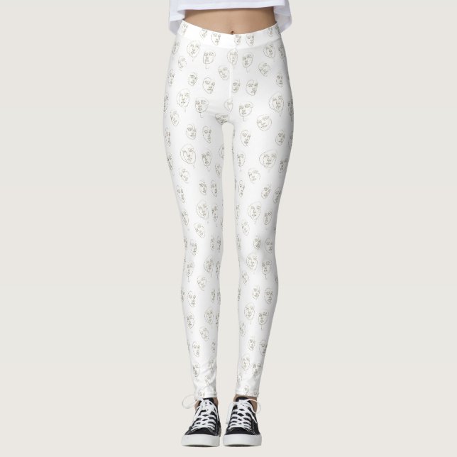 Minimalt kvinnligt ansiktslinjemönster (1) leggings (Framsida)