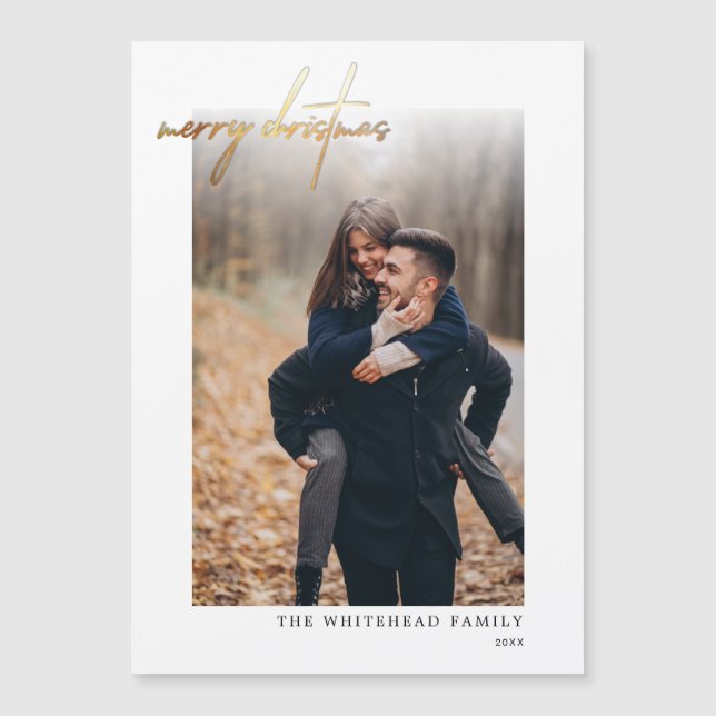 Minimalt Magnetiskt kort i Guld God jul (Framsida)