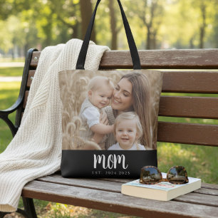 Minimalt Mamma-etablerat skript, svart foto Tygkasse