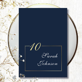 Minimalt marinblått, vitt och guld kant elegant sk bordsnummer