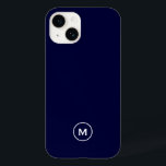 Minimalt marint marint monogram<br><div class="desc">Snyggtens telefonfodral har en enkel modern design i marinvit blått och vitt. Anpassa telefonfodral med inledande anpassningsbar. Ändra teckensnitt eller position med hjälp av anpassningsmenyn.</div>