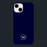 Minimalt marint marint monogram<br><div class="desc">Snyggtens telefonfodral har en enkel modern design i marinvit blått och vitt. Anpassa telefonfodral med inledande anpassningsbar. Ändra teckensnitt eller position med hjälp av anpassningsmenyn.</div>