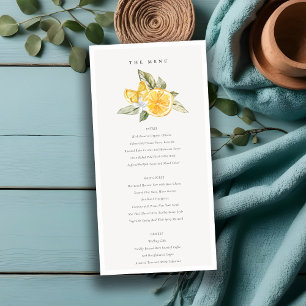 Minimalt Menykort för Lemon Boho Botanical Bröllop Tack Kort