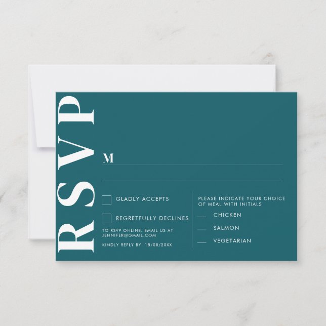 Minimalt Midnattsgrönt RSVP-kort Inbjudningar (Framsida)