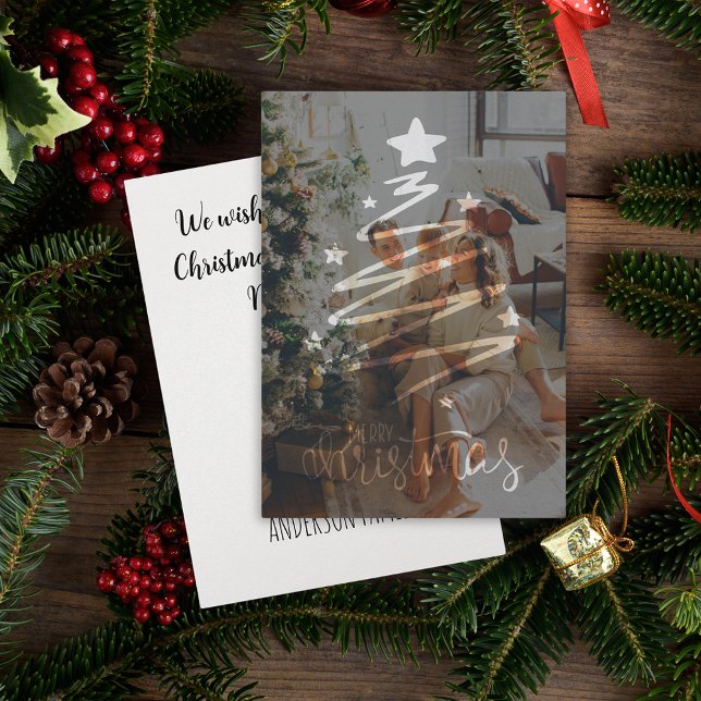 Minimalt Modern fram- och bakåtriktad julkort (Merry Christmas Holiday Card)