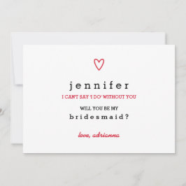 Minimalt Modern Heart | Kommer du att bli min brid Inbjudningar