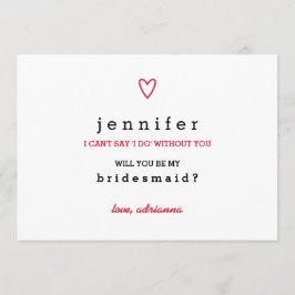 Minimalt Modern Heart | Kommer du att bli min brid Inbjudningar
