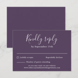 Minimalt Modern Lila Script-Bröllop OSA Kort