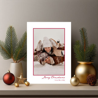 Minimalt Modern Red One Photo God jul Card Julkort