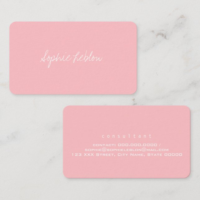 Minimalt modern  Rosa-konsult Visitkort (Fram/baksida)