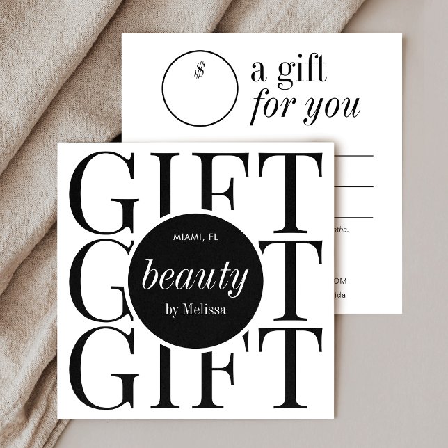 Minimalt modernt hälsointyg för ballonger med hög  fyrkantigt visitkort (Minimalist modern business gift certificate design for beauty salons and boutiques)