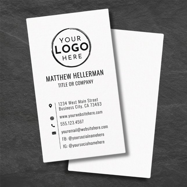Minimalt modernt Lodrät för anpassningsbarnas Logo Visitkort (Custom Logo Minimal Modern Vertical Business Card)