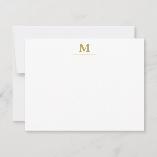 Minimalt modernt monogramkort för Elegant Anteckningskort (Framsida)