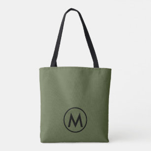 Minimalt modernt Oliv grönt monogram Tygkasse