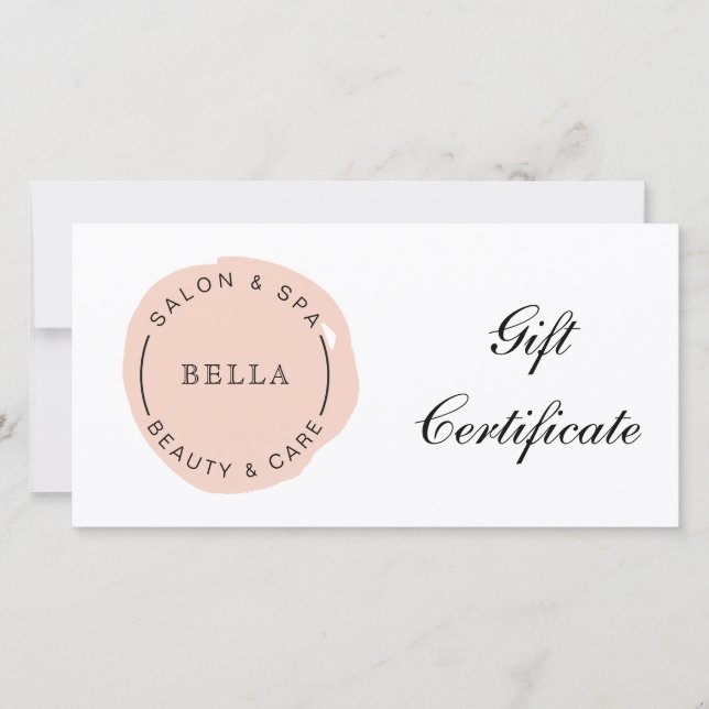 Minimalt modernt  Salon Spa Gift-certifikat (Framsida)
