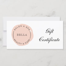 Minimalt modernt  Salon Spa Gift-certifikat