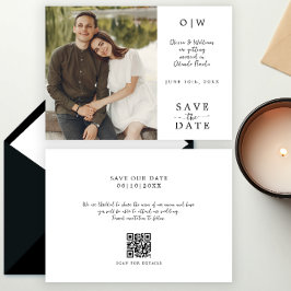 Minimalt monogram Foto QR Spara datum Datumet