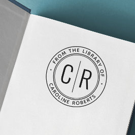 Minimalt monogram initialer från bibliotek i bok självfärgande stämpel
