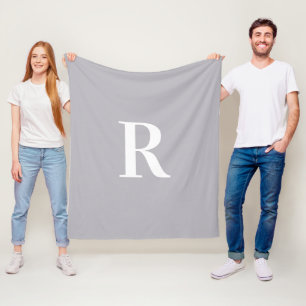 Minimalt monogram Modern Grått Fleecefilt