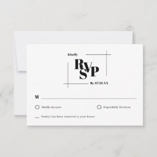 Minimalt Monogram-svarskort för modern Chic Bröllo OSA Kort