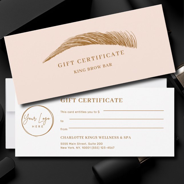 Minimalt Ögonbryn Logo Presentkort (Minimal Eyebrow Custom Logo Gift Certificate)