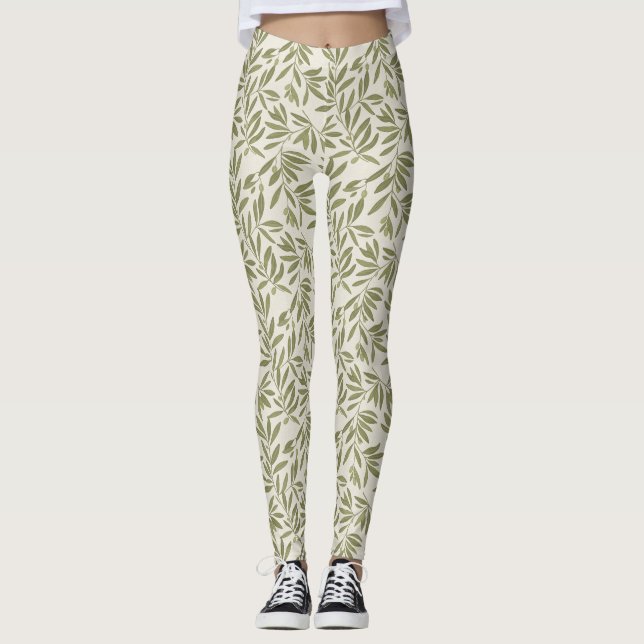 Minimalt olivkvistmönster leggings (Framsida)