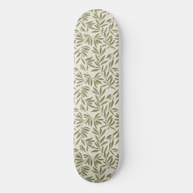 Minimalt olivkvistmönster mini skateboard bräda 18,5 cm (Framsida)