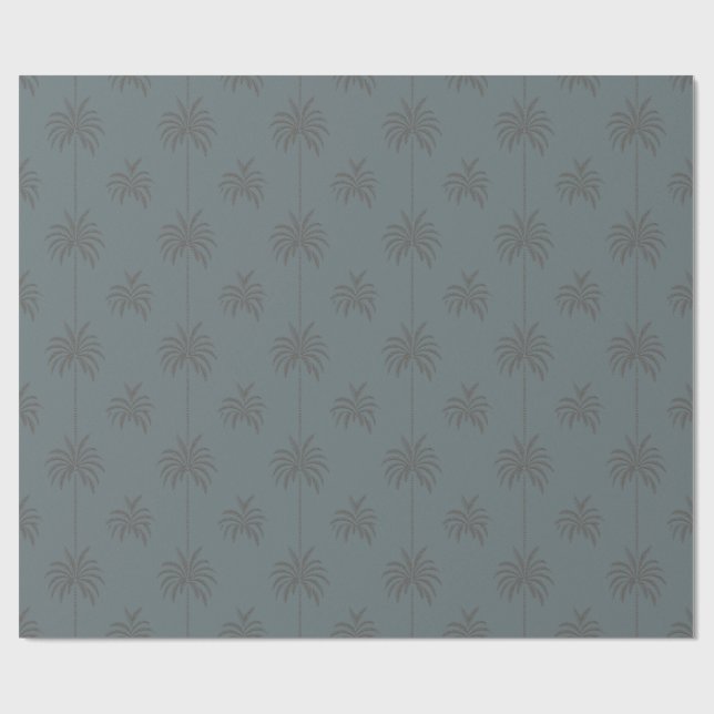 Minimalt palmtre-mönster Blågrått Tropiskt  Presentpapper (Platt)