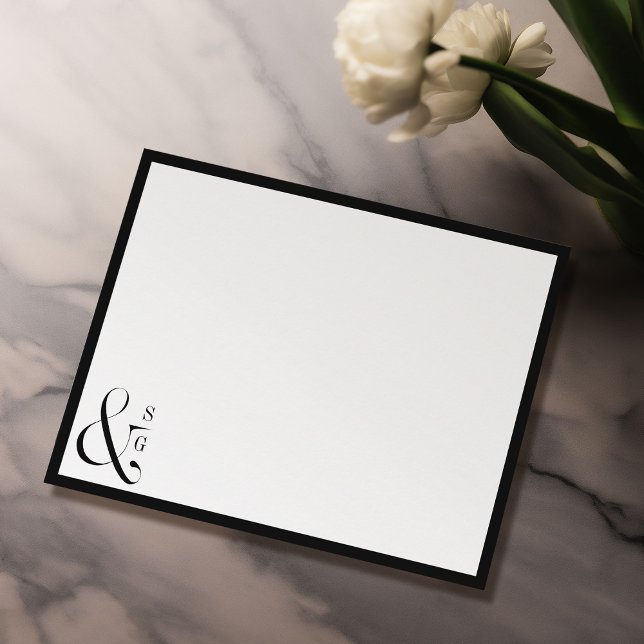 Minimalt par i monogram personlig Stationery Anteckningskort (Minimal couple's monogram personalized Stationery Note Card)