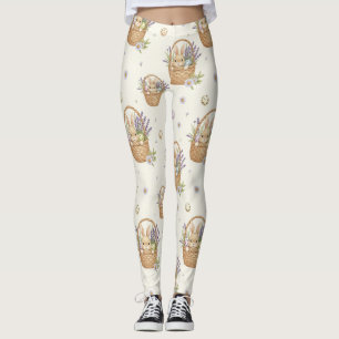 Minimalt Påskhare Pastell Fjädermönster (4) Leggings